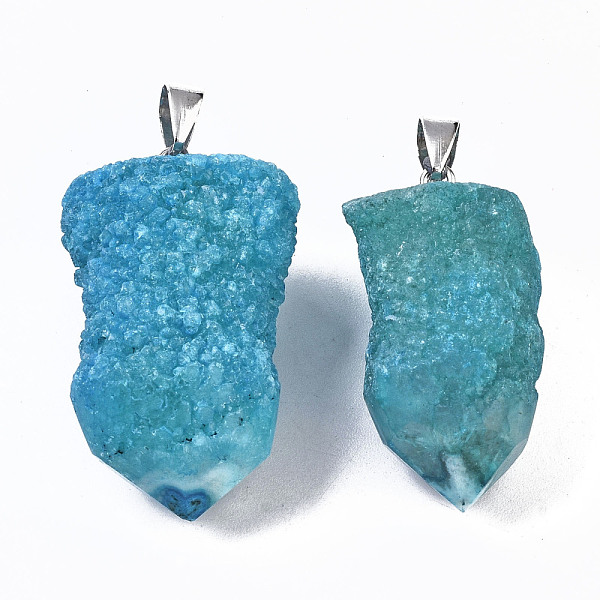 PandaHall Rough Raw Electroplate Natural Druzy Agate Pendants, with Platinum Tone Iron Pinch Bail, Dyed, Nuggets, Sky Blue...
PandaHall Rough Raw Electroplate Natural Druzy Agate Pendants, with Platinum Tone Iron Pinch Bail, Dyed, Nuggets, Sky Blue...
