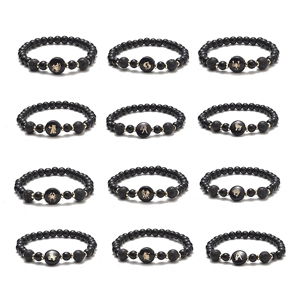PandaHall Glass & Natural Lava Rock & Synthetic Hematite Stretch Bracelet Sets, Handmade Lampwork Twelve Constellations Beaded Bracelets..., Black
PandaHall Glass & Natural Lava Rock & Synthetic Hematite Stretch Bracelet Sets, Handmade Lampwork Twelve Constellations Beaded Bracelets..., Black
