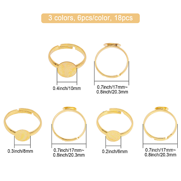 PandaHall CHGCRAFT 54Pcs 9Styles Ring Blank Base Adjustable Brass Finger Rings Components for Ring Blanks Making Kit, Mixed Color Brass
PandaHall CHGCRAFT 54Pcs 9Styles Ring Blank Base Adjustable Brass Finger Rings Components for Ring Blanks Making Kit, Mixed Color Brass