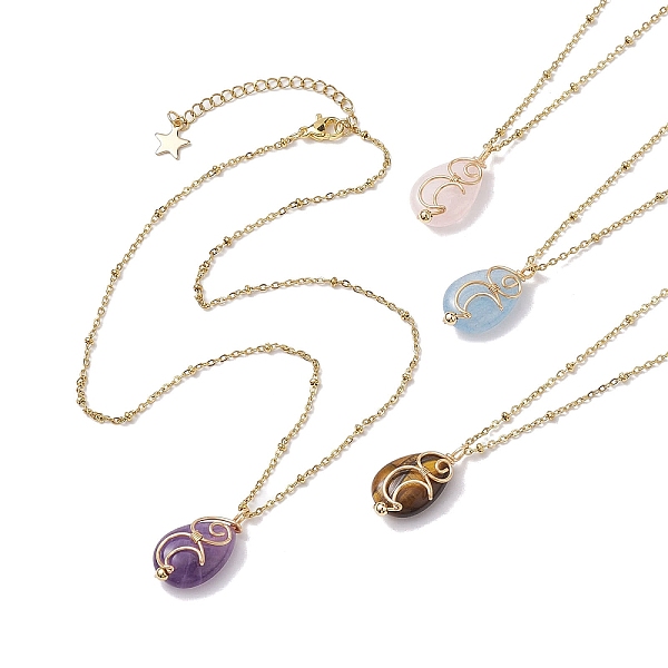 PandaHall Natural Mixed Gemstone with Brass Pendant Necklaces, Teardrop, 18.11 inch(46cm) Mixed Stone Teardrop
PandaHall Natural Mixed Gemstone with Brass Pendant Necklaces, Teardrop, 18.11 inch(46cm) Mixed Stone Teardrop