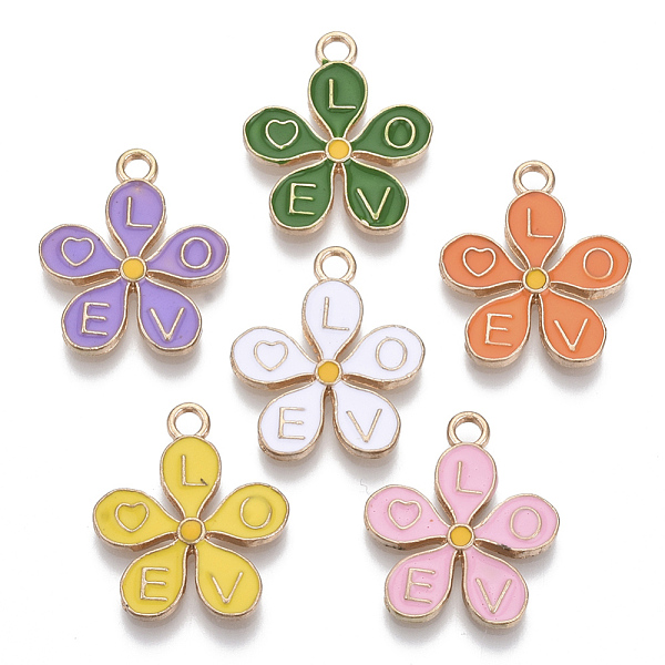 PandaHall Alloy Enamel Pendants, Flower with Words Love, Light Gold, Mixed Color, 22x19x2mm, Hole: 2mm Alloy+Enamel Flower Multicolor
PandaHall Alloy Enamel Pendants, Flower with Words Love, Light Gold, Mixed Color, 22x19x2mm, Hole: 2mm Alloy+Enamel Flower Multicolor