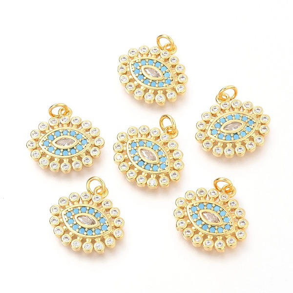 PandaHall Brass Micro Pave Clear & Deep Sky Blue Cubic Zirconia Charms, with Jump Rings, Eye, Real 18K Gold Plated, 14x15x1.9mm, Hole: 2.4mm...
PandaHall Brass Micro Pave Clear & Deep Sky Blue Cubic Zirconia Charms, with Jump Rings, Eye, Real 18K Gold Plated, 14x15x1.9mm, Hole: 2.4mm...