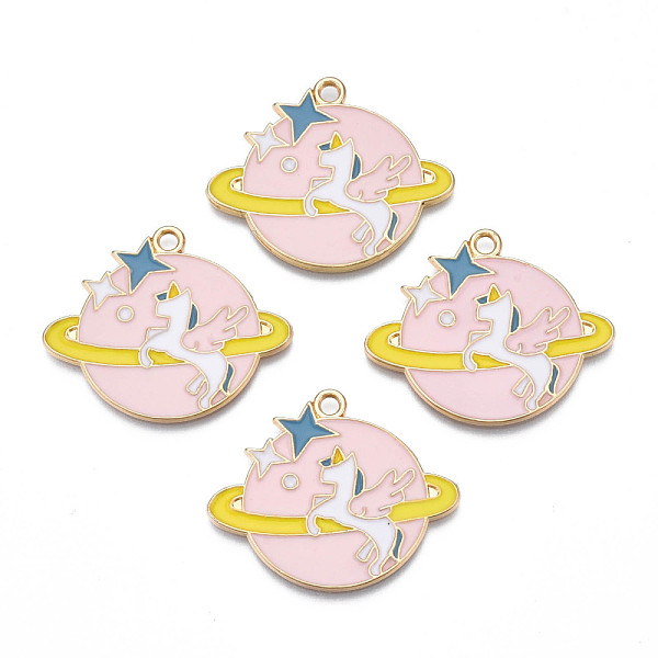 PandaHall Rack Plating Alloy Enamel Pendants, Light Gold, Cadmium Free & Nickel Free & Lead Free, Unicorn, Pink, 27x33x1.5mm, Hole: 2mm...
PandaHall Rack Plating Alloy Enamel Pendants, Light Gold, Cadmium Free & Nickel Free & Lead Free, Unicorn, Pink, 27x33x1.5mm, Hole: 2mm...