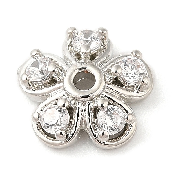 PandaHall Rack Plating Brass Micro Pave Cubic Zirconia Bead Caps, Cadmium Free & Lead Free, 5-Petal Flower, Platinum, 8x2.5mm, Hole: 1mm..., Clear
PandaHall Rack Plating Brass Micro Pave Cubic Zirconia Bead Caps, Cadmium Free & Lead Free, 5-Petal Flower, Platinum, 8x2.5mm, Hole: 1mm..., Clear