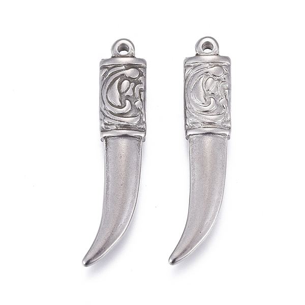 PandaHall 304 Stainless Steel Pendants, Scabbard/Tusk Shape, Stainless Steel Color, 31x7x4mm, Hole: 1.4mm 304 Stainless Steel Horn
PandaHall 304 Stainless Steel Pendants, Scabbard/Tusk Shape, Stainless Steel Color, 31x7x4mm, Hole: 1.4mm 304 Stainless Steel Horn