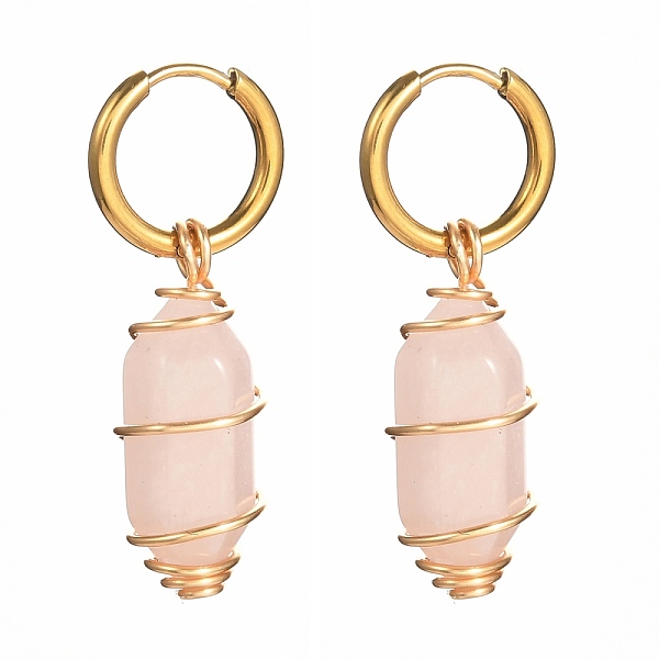 PandaHall Copper Wire Wrapped Natural Rose Quartz Dangle Earrings for Women, 304 Stainless Steel Huggie Hoop Earrings, 39mm, Pin: 1mm Rose...
PandaHall Copper Wire Wrapped Natural Rose Quartz Dangle Earrings for Women, 304 Stainless Steel Huggie Hoop Earrings, 39mm, Pin: 1mm Rose...