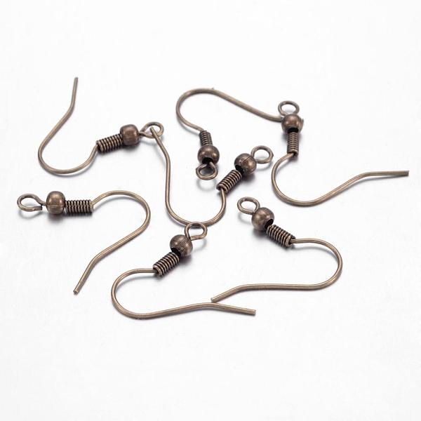 PandaHall Brass Earring Hooks, French Hooks with Coil and Ball and Horizontal Loop, Antique Bronze, 18mm Brass
PandaHall Brass Earring Hooks, French Hooks with Coil and Ball and Horizontal Loop, Antique Bronze, 18mm Brass