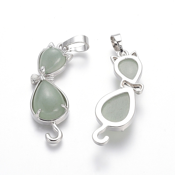 PandaHall Natural Green Aventurine Kitten Pendants, with Platinum Tone Brass Findings, Cat with Bowknot Shape, 35.5x12x6mm, Hole: 5x7mm...
PandaHall Natural Green Aventurine Kitten Pendants, with Platinum Tone Brass Findings, Cat with Bowknot Shape, 35.5x12x6mm, Hole: 5x7mm...