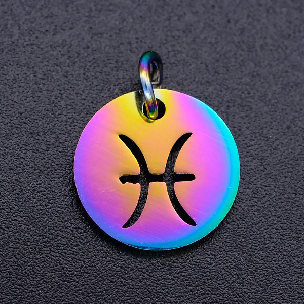 PandaHall Rainbow Color Ion Plating(IP) 201 Stainless Steel Charms, with Jump Rings, Flat Round with Constellation/Zodiac Sign, Pisces...
PandaHall Rainbow Color Ion Plating(IP) 201 Stainless Steel Charms, with Jump Rings, Flat Round with Constellation/Zodiac Sign, Pisces...