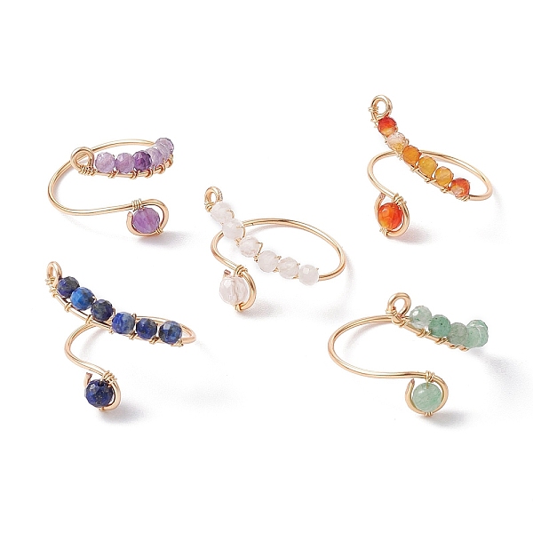 PandaHall Mixed Natural Gemstone Rings, Copper Wire Wrapped Adjustable Ring for Women, Golden, 1~20mm, Inner Diameter: 17.5~19mm Mixed Stone
PandaHall Mixed Natural Gemstone Rings, Copper Wire Wrapped Adjustable Ring for Women, Golden, 1~20mm, Inner Diameter: 17.5~19mm Mixed Stone
