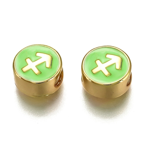 PandaHall Brass Beads, with Enamel, Flat Round with Constellation, Real 18K Gold Plated, Light Green, Sagittarius, 10x5mm, Hole: 4.5x2.5mm...
PandaHall Brass Beads, with Enamel, Flat Round with Constellation, Real 18K Gold Plated, Light Green, Sagittarius, 10x5mm, Hole: 4.5x2.5mm...