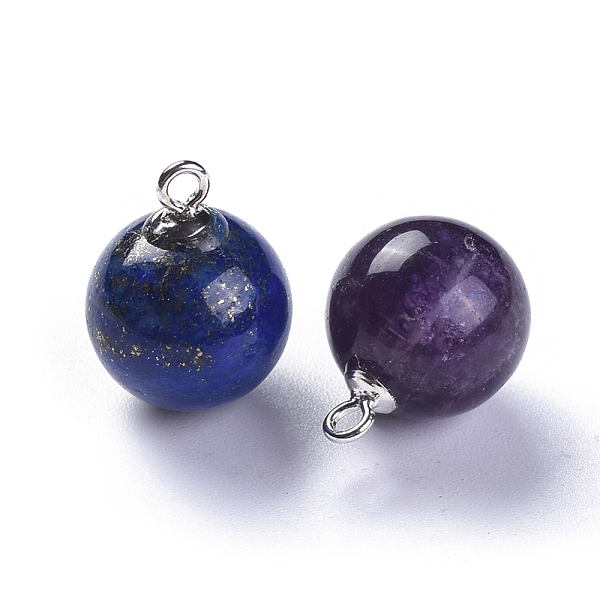 PandaHall Natural Mixed Stone Charms, with 925 Sterling Silver Loop, Round, Platinum, 13.5~14x10~10.5mm, Hole: 1.5mm Mixed Stone Round
PandaHall Natural Mixed Stone Charms, with 925 Sterling Silver Loop, Round, Platinum, 13.5~14x10~10.5mm, Hole: 1.5mm Mixed Stone Round