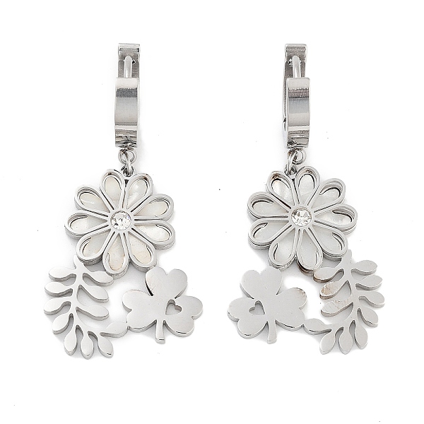 PandaHall Clover & Flower 304 Stainless Steel Shell Dangle Earrings, Rhinestone Hoop Earrings for Women, Stainless Steel Color, 42.5x20mm..., Clear
PandaHall Clover & Flower 304 Stainless Steel Shell Dangle Earrings, Rhinestone Hoop Earrings for Women, Stainless Steel Color, 42.5x20mm..., Clear