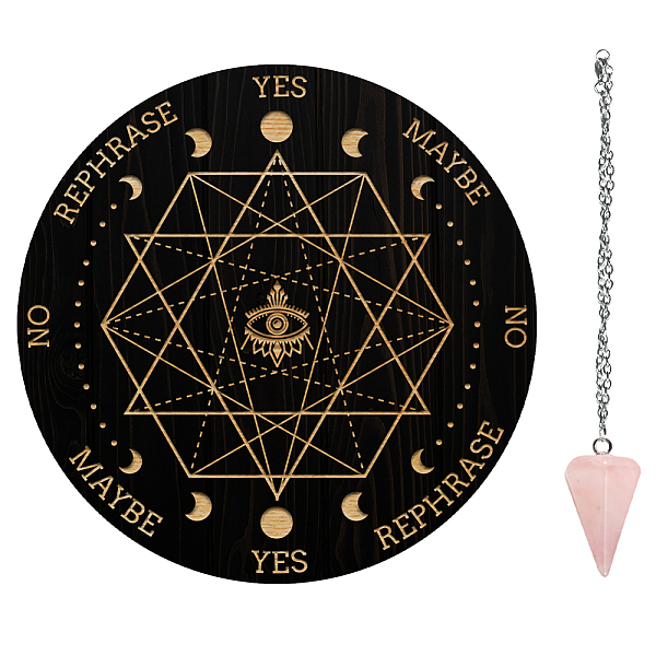 PandaHall AHANDMAKER 7.8" Witch Pendulum Board, Wooden Dowsing Planchette with Rose Quartz Crystal Dowsing Pendulums Witchcraft Divination...
PandaHall AHANDMAKER 7.8" Witch Pendulum Board, Wooden Dowsing Planchette with Rose Quartz Crystal Dowsing Pendulums Witchcraft Divination...