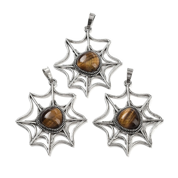PandaHall Natural Tiger Eye Spider Web Pendants, Rack Plating Antique Silver Plated Brass Halloween Net Charms, Cadmium Free & Lead Free...
PandaHall Natural Tiger Eye Spider Web Pendants, Rack Plating Antique Silver Plated Brass Halloween Net Charms, Cadmium Free & Lead Free...