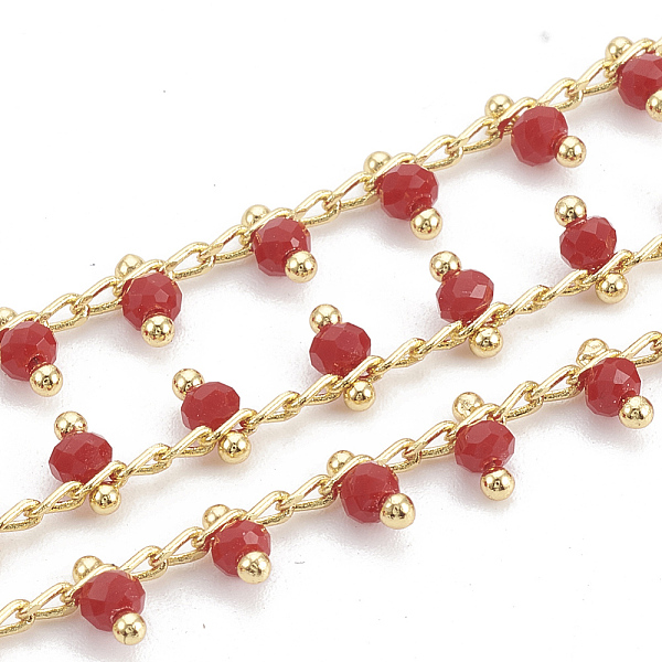PandaHall Handmade Glass Beaded Chains, Soldered, with Spool, Brass Findings, Faceted, Round, Nickel Free, Real 18K Gold Plated, Red, 5.5mm...
PandaHall Handmade Glass Beaded Chains, Soldered, with Spool, Brass Findings, Faceted, Round, Nickel Free, Real 18K Gold Plated, Red, 5.5mm...