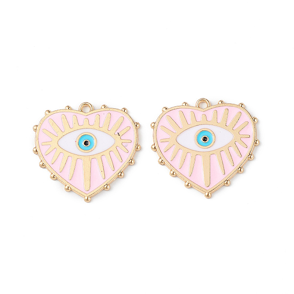 PandaHall Rack Plating Alloy Enamel Pendants, Golden, Heart with Evil Eye Charm, Lavender Blush, 27x28x1.4mm, Hole: 2mm Alloy+Enamel Heart
PandaHall Rack Plating Alloy Enamel Pendants, Golden, Heart with Evil Eye Charm, Lavender Blush, 27x28x1.4mm, Hole: 2mm Alloy+Enamel Heart