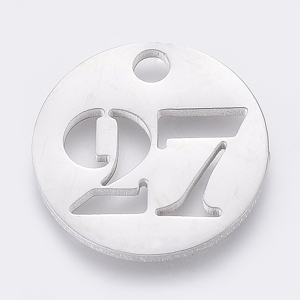 PandaHall 304 Stainless Steel Pendants, Cut-Out, Hollow, Flat Round with Number, Stainless Steel Color, Num.27, 19x1.5mm, Hole: 2.5mm 304...
PandaHall 304 Stainless Steel Pendants, Cut-Out, Hollow, Flat Round with Number, Stainless Steel Color, Num.27, 19x1.5mm, Hole: 2.5mm 304...
