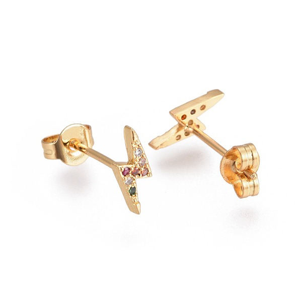 PandaHall Brass Micro Pave Cubic Zirconia Flash Stud Earrings, with Brass Ear Nuts, Lightning, Colorful, Golden, 9x3.5mm, Pin: 0.7mm Cubic...
PandaHall Brass Micro Pave Cubic Zirconia Flash Stud Earrings, with Brass Ear Nuts, Lightning, Colorful, Golden, 9x3.5mm, Pin: 0.7mm Cubic...