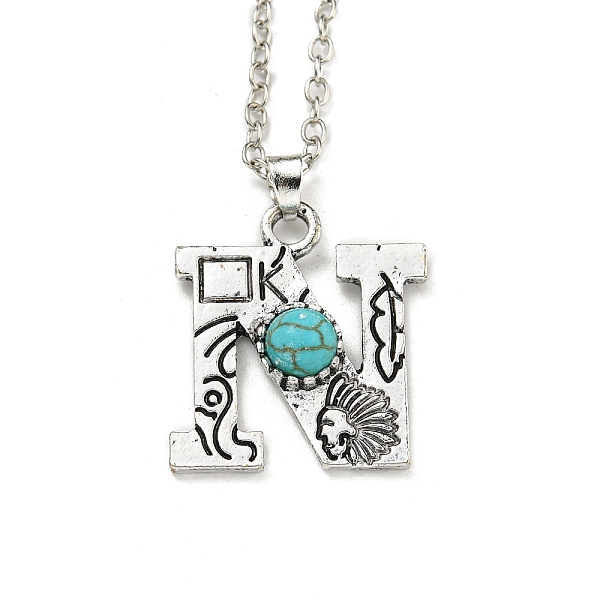 PandaHall Letter A~Z Antique Silver Plated Alloy with Synthetic Turquoise Pendant Necklaces, with Iron Cable Chains, Letter N, 18.70 inch...
PandaHall Letter A~Z Antique Silver Plated Alloy with Synthetic Turquoise Pendant Necklaces, with Iron Cable Chains, Letter N, 18.70 inch...
