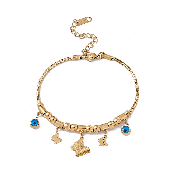 PandaHall Enamel Evil Eye & Butterfly Charm Bracelet with Round Snake Chains, 304 Stainless Steel Jewelry for Women, Golden, 7-1/8 inch..., Blue
PandaHall Enamel Evil Eye & Butterfly Charm Bracelet with Round Snake Chains, 304 Stainless Steel Jewelry for Women, Golden, 7-1/8 inch..., Blue