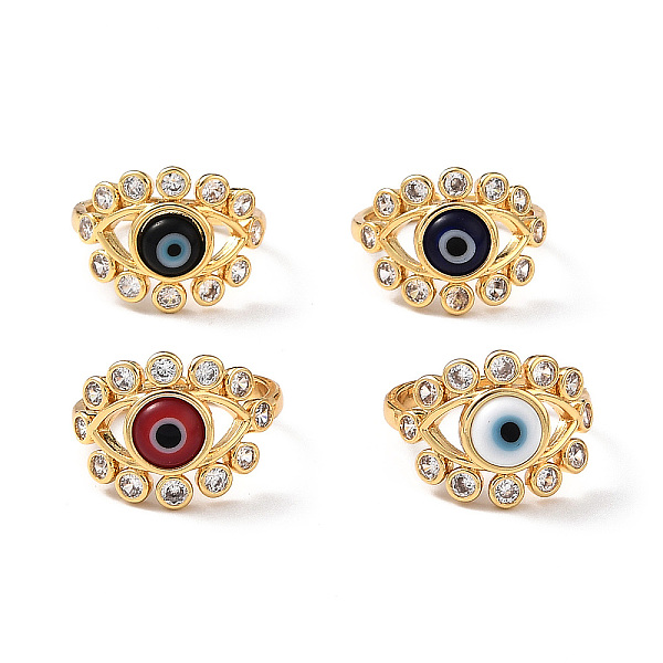 PandaHall Lampwork Evil Eye Open Cuff Ring with Clear Cubic Zirconia, Real 18K Gold Plated Brass Jewelry for Women, Mixed Color, Inner..., Multicolor
PandaHall Lampwork Evil Eye Open Cuff Ring with Clear Cubic Zirconia, Real 18K Gold Plated Brass Jewelry for Women, Mixed Color, Inner..., Multicolor