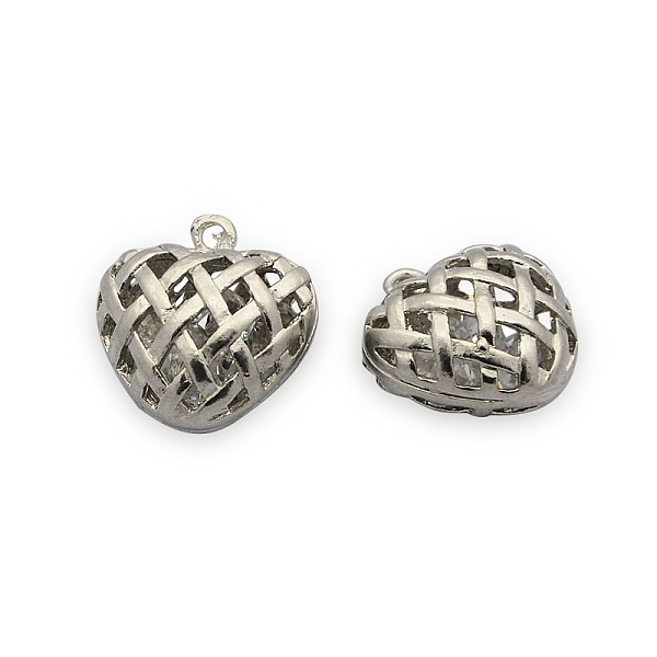 PandaHall Brass Pendants, Hollow Heart with Glass Rhinestone Inside, Matte Platinum, 19x18x11mm, Hole: 2mm Brass+Rhinestone Heart
PandaHall Brass Pendants, Hollow Heart with Glass Rhinestone Inside, Matte Platinum, 19x18x11mm, Hole: 2mm Brass+Rhinestone Heart