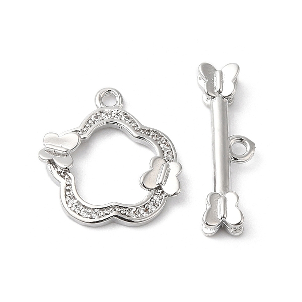 PandaHall Brass Micro Pave Clear Cubic Zirconia Toggle Clasps, Flower with Butterfly, Real Platinum Plated, Flower: 16x15.5x2.5mm, Hole...
PandaHall Brass Micro Pave Clear Cubic Zirconia Toggle Clasps, Flower with Butterfly, Real Platinum Plated, Flower: 16x15.5x2.5mm, Hole...