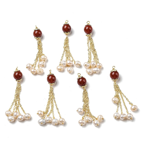 PandaHall Natural Red Agate Round Big Pendants, Natural Freshwater Pearl Tassel Charms with Brass Chains, Real 14K Gold Plated, 52mm, Hole...
PandaHall Natural Red Agate Round Big Pendants, Natural Freshwater Pearl Tassel Charms with Brass Chains, Real 14K Gold Plated, 52mm, Hole...