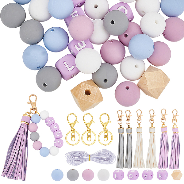 PandaHall SUNNYCLUE DIY Word Love Keychain Making Kit, Including Silicone Square & Wood Beads, PU Leather Tassel Pendants, Iron Alloy..., Multicolor 
PandaHall SUNNYCLUE DIY Word Love Keychain Making Kit, Including Silicone Square & Wood Beads, PU Leather Tassel Pendants, Iron Alloy..., Multicolor