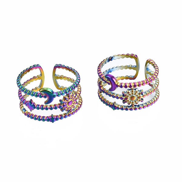 PandaHall Sun & Moon & Star Cuff Rings, Hollow 3 Line Wide Open Rings, Rainbow Color 304 Stainless Steel Rings for Women, US Size 7 1/4...
PandaHall Sun & Moon & Star Cuff Rings, Hollow 3 Line Wide Open Rings, Rainbow Color 304 Stainless Steel Rings for Women, US Size 7 1/4...