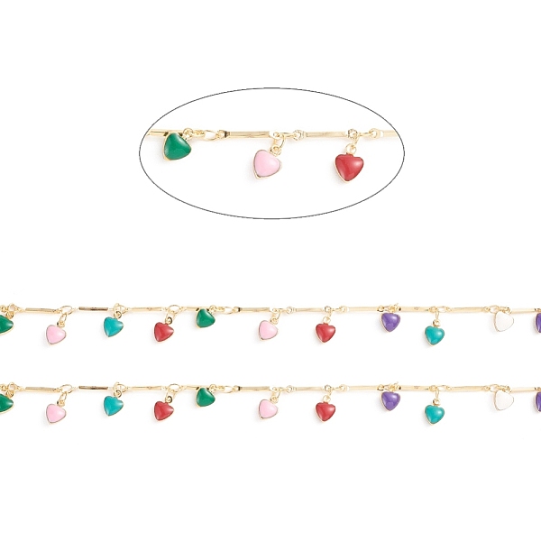 PandaHall 3.28 Feet Brass Bar Link Chains, with Heart Enamel Charms, Soldered, Long-Lasting Plated, Random Enamel Color, Real 18K Gold...
PandaHall 3.28 Feet Brass Bar Link Chains, with Heart Enamel Charms, Soldered, Long-Lasting Plated, Random Enamel Color, Real 18K Gold...