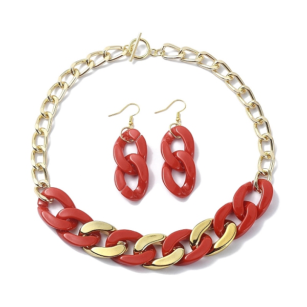 PandaHall Acrylic Chains Jewelry Set, Curb Chian Necklace and Iron Dangle Earrings, FireBrick, 430mm, 66x20.5mm Acrylic Red
PandaHall Acrylic Chains Jewelry Set, Curb Chian Necklace and Iron Dangle Earrings, FireBrick, 430mm, 66x20.5mm Acrylic Red