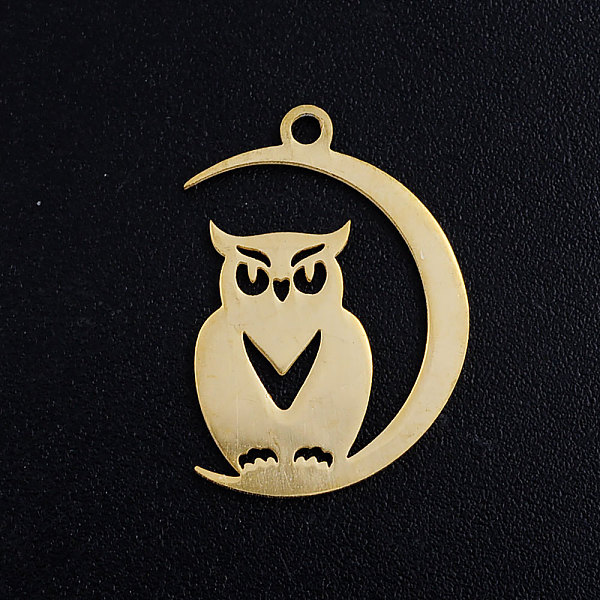 PandaHall 201 Stainless Steel Pendants, For Halloween, Owl with Moon, Golden, 20x14x1mm, Hole: 1.5mm 201 Stainless Steel Owl
PandaHall 201 Stainless Steel Pendants, For Halloween, Owl with Moon, Golden, 20x14x1mm, Hole: 1.5mm 201 Stainless Steel Owl
