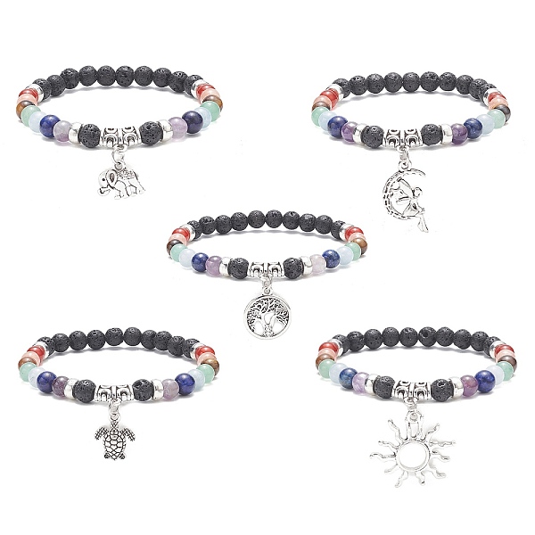 PandaHall Natural Mixed Gemstone Round Beaded Stretch Bracelets with Alloy Charms, Mixed Shapes, Inner Diameter: 2-1/8 inch(5.4cm) Mixed...
PandaHall Natural Mixed Gemstone Round Beaded Stretch Bracelets with Alloy Charms, Mixed Shapes, Inner Diameter: 2-1/8 inch(5.4cm) Mixed...