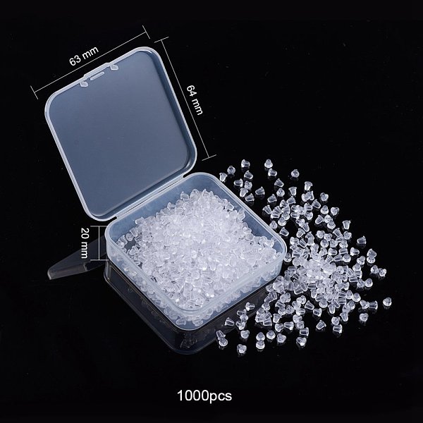 PandaHall Plastic Ear Nuts, Earring Backs, Clear, 4x4mm, Hole: 1mm, about 1000pcs/box Plastic Clear
PandaHall Plastic Ear Nuts, Earring Backs, Clear, 4x4mm, Hole: 1mm, about 1000pcs/box Plastic Clear
