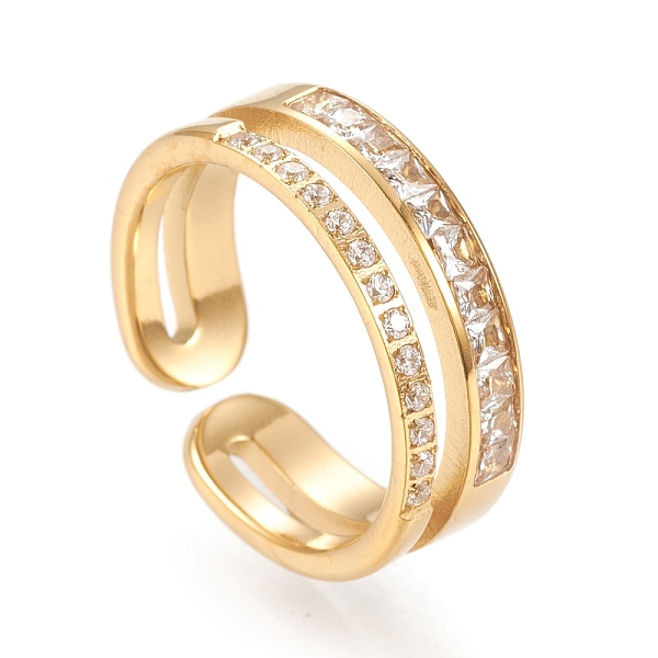 PandaHall 304 Stainless Steel Cuff Rings, Open Rings, with Clear Cubic Zirconia, Golden, Size 6~9, Inner Diameter: 16~19mm Stainless...
PandaHall 304 Stainless Steel Cuff Rings, Open Rings, with Clear Cubic Zirconia, Golden, Size 6~9, Inner Diameter: 16~19mm Stainless...