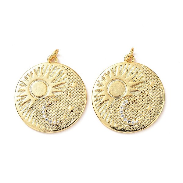 PandaHall 5Pcs Brass Micro Pave Cubic Zirconia Pendants, Long-Lasting, Flat Round with Sun & Moon & Star, Real 18K Gold Plated...
PandaHall 5Pcs Brass Micro Pave Cubic Zirconia Pendants, Long-Lasting, Flat Round with Sun & Moon & Star, Real 18K Gold Plated...