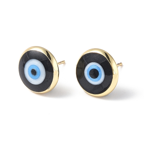 PandaHall Enamel Evil Eye Stud Earrings, Real 18K Gold Plated Brass Jewelry for Women, Black, 12mm, Pin: 0.8mm Brass Flat Round Black
PandaHall Enamel Evil Eye Stud Earrings, Real 18K Gold Plated Brass Jewelry for Women, Black, 12mm, Pin: 0.8mm Brass Flat Round Black