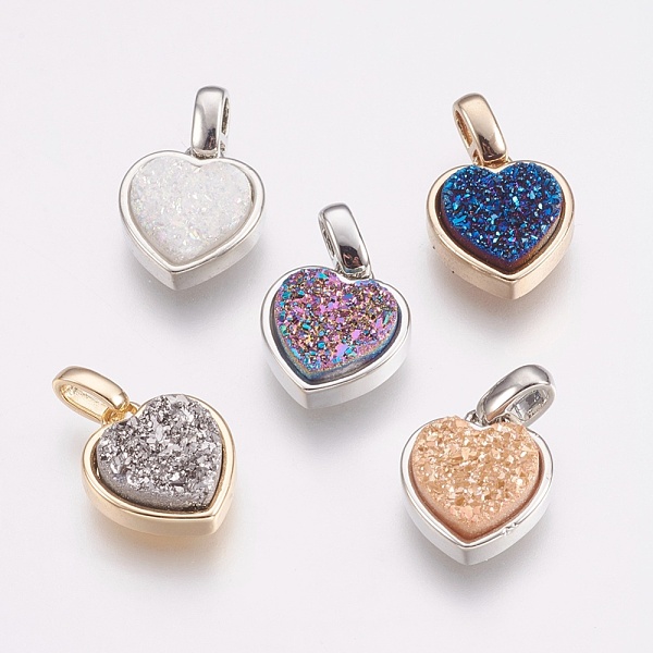 PandaHall Natural Druzy Agate Pendants, with Brass Findings, Heart, Mixed Color, 17mm, Hole: 2x2.5mm, Pendant: 12.5x11x4mm Natural Agate..., Multicolor
PandaHall Natural Druzy Agate Pendants, with Brass Findings, Heart, Mixed Color, 17mm, Hole: 2x2.5mm, Pendant: 12.5x11x4mm Natural Agate..., Multicolor