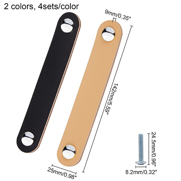 PandaHall 2 Colors Leather Handle, with Alloy Screws, Bag Replacement Accessories, Mixed Color, 142x25x9mm, 2 colors, 4sets/color..., Multicolor
PandaHall 2 Colors Leather Handle, with Alloy Screws, Bag Replacement Accessories, Mixed Color, 142x25x9mm, 2 colors, 4sets/color..., Multicolor