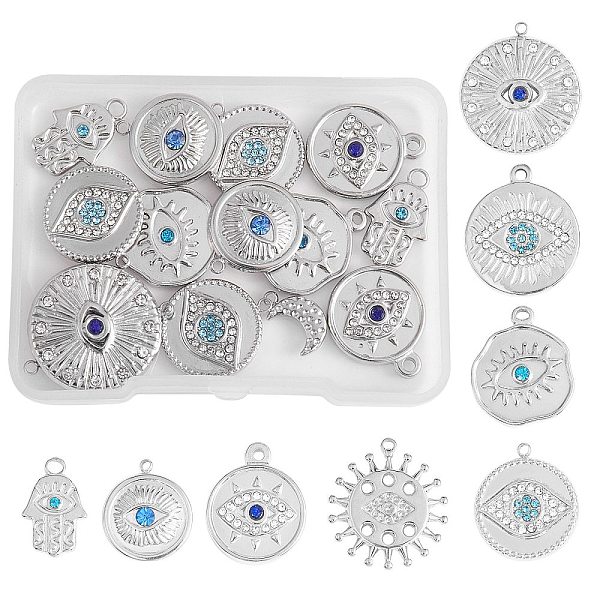 PandaHall 16Pcs 8 Style Eye Theme 304 Stainless Steel Rhinestone Pendants, Hamsa Hand/Hand of Miriam & Flat Round, Stainless Steel Color..., Multicolor
PandaHall 16Pcs 8 Style Eye Theme 304 Stainless Steel Rhinestone Pendants, Hamsa Hand/Hand of Miriam & Flat Round, Stainless Steel Color..., Multicolor