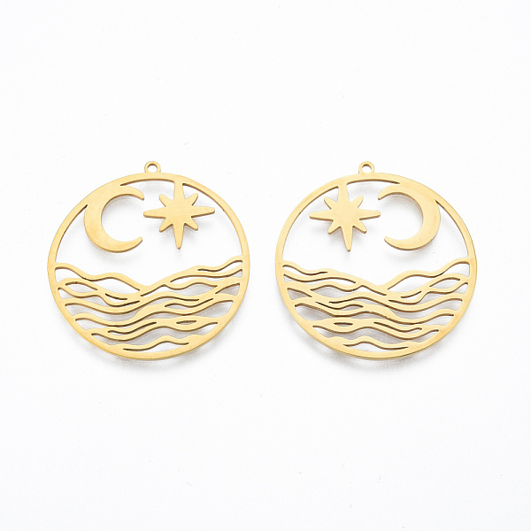 PandaHall 201 Stainless Steel Pendants, Flat Round with Star & Moon, Real 18K Gold Plated, 33x31x1mm, Hole: 1.4mm 201 Stainless Steel Flat...
PandaHall 201 Stainless Steel Pendants, Flat Round with Star & Moon, Real 18K Gold Plated, 33x31x1mm, Hole: 1.4mm 201 Stainless Steel Flat...