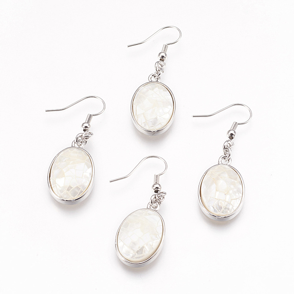 PandaHall Natural White Shell Dangle Earrings, with Platinum Tone Brass Findings, Oval, White, 45mm, Pin: 0.7mm Shell White
PandaHall Natural White Shell Dangle Earrings, with Platinum Tone Brass Findings, Oval, White, 45mm, Pin: 0.7mm Shell White