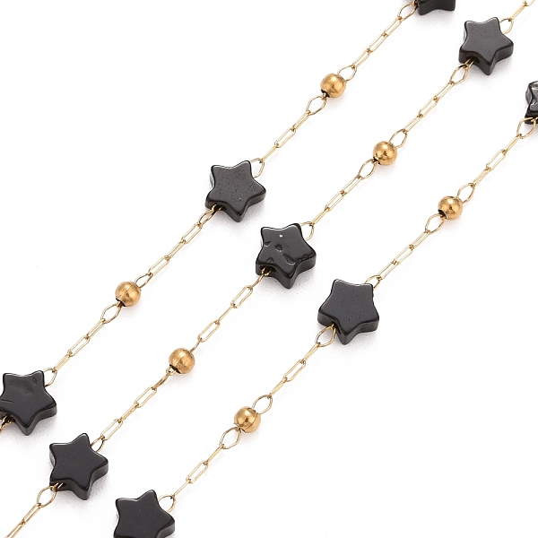 PandaHall Ion Plating(IP) 304 Stainless Steel Satellite Chains, with Natural Black Agate Star Beaded, Unwelded, with Spool, Golden, 4x4x2mm...
PandaHall Ion Plating(IP) 304 Stainless Steel Satellite Chains, with Natural Black Agate Star Beaded, Unwelded, with Spool, Golden, 4x4x2mm...