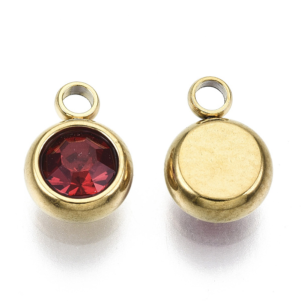 PandaHall Vacuum Plating 201 Stainless Steel Rhinestone Charms, Birthstone Charms, Flat Round, Real 18K Gold Plated, Light Siam, 8.5x6x3mm..., Red
PandaHall Vacuum Plating 201 Stainless Steel Rhinestone Charms, Birthstone Charms, Flat Round, Real 18K Gold Plated, Light Siam, 8.5x6x3mm..., Red