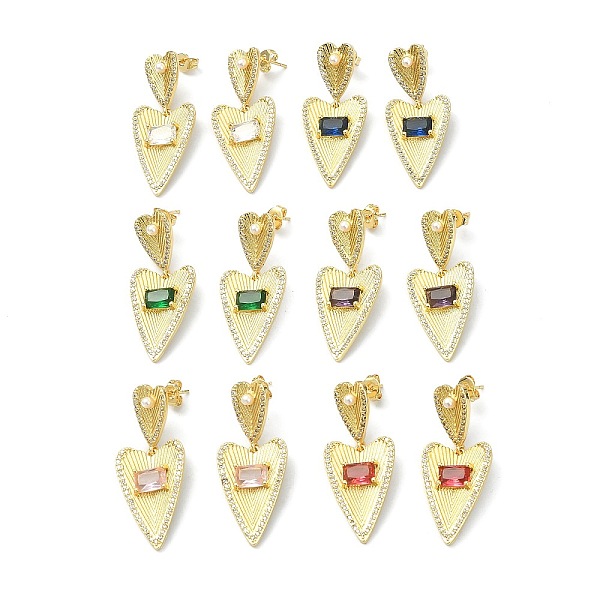PandaHall Heart Clear Cubic Zirconia Dangle Stud Earrings, Real 18K Gold Plated Brass Jewelry for Women, Mixed Color, 38x16mm, Pin: 0.7mm..., Multicolor
PandaHall Heart Clear Cubic Zirconia Dangle Stud Earrings, Real 18K Gold Plated Brass Jewelry for Women, Mixed Color, 38x16mm, Pin: 0.7mm..., Multicolor