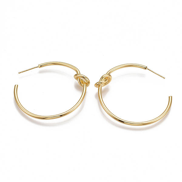 PandaHall Brass Stud Earrings, Half Hoop Earrings, Knot, Nickel Free, Real 18K Gold Plated, 40x42x8mm, Pin: 0.8mm Brass Letter
PandaHall Brass Stud Earrings, Half Hoop Earrings, Knot, Nickel Free, Real 18K Gold Plated, 40x42x8mm, Pin: 0.8mm Brass Letter