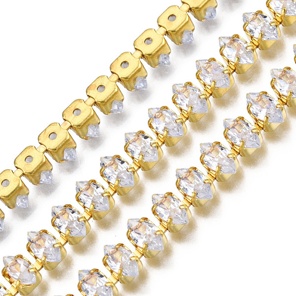 PandaHall Horse Eye Cubic Zirconia Strass Chains, Gold Plated Brass Link Chains, Soldered, with Spool, Clear, 6mm, about 16.40 Feet(5m)/Roll...
PandaHall Horse Eye Cubic Zirconia Strass Chains, Gold Plated Brass Link Chains, Soldered, with Spool, Clear, 6mm, about 16.40 Feet(5m)/Roll...