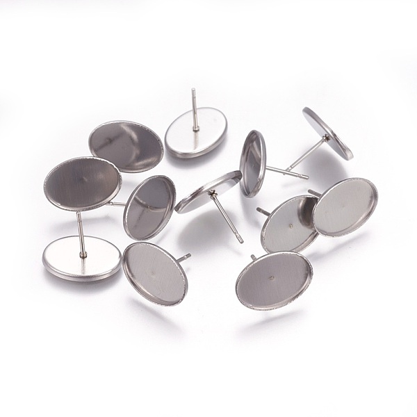 PandaHall 304 Stainless Steel Ear Stud Findings, Oval, Stainless Steel Color, Tray: 14x10mm, 15x11mm, pin: 0.8mm 304 Stainless Steel Oval
PandaHall 304 Stainless Steel Ear Stud Findings, Oval, Stainless Steel Color, Tray: 14x10mm, 15x11mm, pin: 0.8mm 304 Stainless Steel Oval